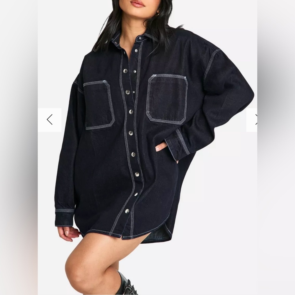 NEW Dark denim button-up shirt dress #denimdress